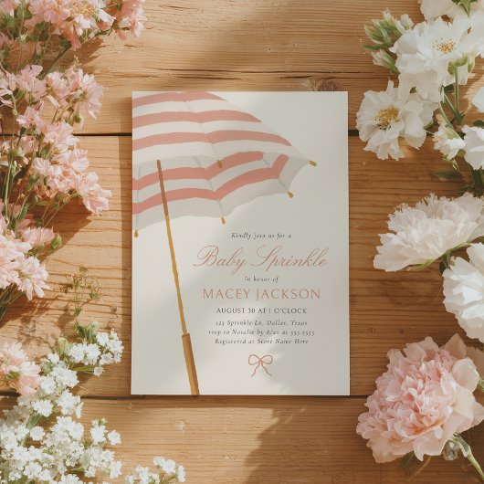 Invitation Parapluie fille rose et or pour Baby Sprinkle