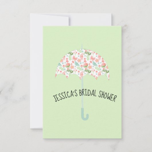 Invitation Parapluie Floral pour la Douche (Devant)