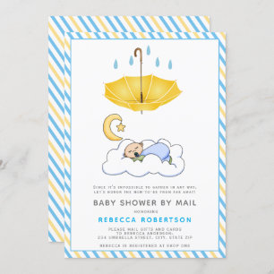 Invitation Parapluie jaune, bébé endormi douche par mail