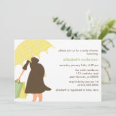 Invitation Parapluie jaune Maman Baby shower neutre (Debout devant)