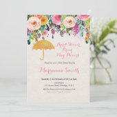 Invitation Parapluie Or Douche d'avril Apporter mai Fleurs (Debout devant)