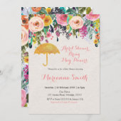 Invitation Parapluie Or Douche d'avril Apporter mai Fleurs (Devant / Derrière)