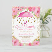 Invitation Parapluie Rose Avril Pluies Apportent Fleurs de Ma (Debout devant)