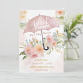 Invitation Parapluie Rose Foncé Avril Pluies Apportent Fleurs (Debout devant)