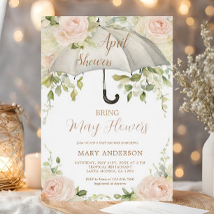 Invitation Parapluie rose Les douches d'avril apportent des f