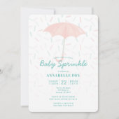Invitation Parapluie rose Mint Baby Sprinkle Douche Invitatio (Devant)