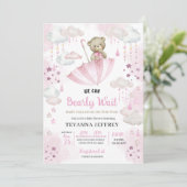 Invitation Parapluie rose Teddy Bear Bébé Baby shower d'arros (Debout devant)