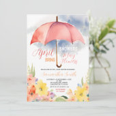 Invitation Parapluie rouge Avril Pleut Fleurs de Mai (Debout devant)