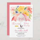 Invitation Parapluie rouge Douches d'avril Apportent mai Fleu (Devant / Derrière)