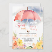 Invitation Parapluie rouge Douches d'avril Apportent mai Fleu (Devant)