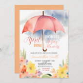 Invitation Parapluie rouge Douches d'avril Apportent mai Fleu (Devant / Derrière)
