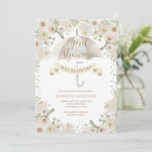 Invitation Parapluie vert ivoire blanc Avril Douches (Debout devant)