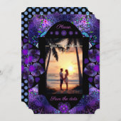 Invitation Parapluie violet & coeurs .7 (Devant / Derrière)