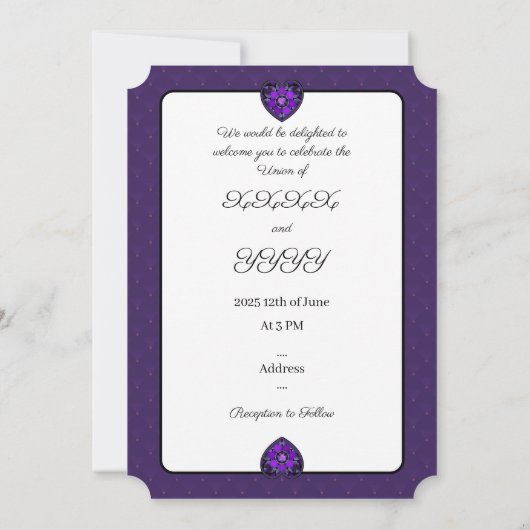 Invitation Parapluie violet & coeurs .7 (Dos)