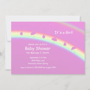 Invitation Parapluies roses et gouttes Baby shower