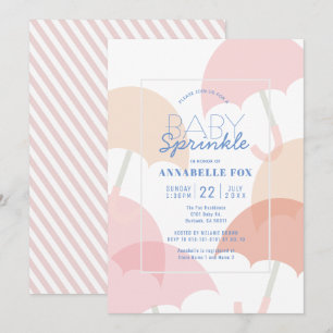 Invitation Parapluies roses Girl Baby Sprinkle Douche