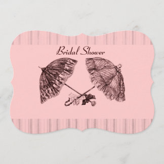 Invitation Parapluies victoriennes Vintages sur bande rose