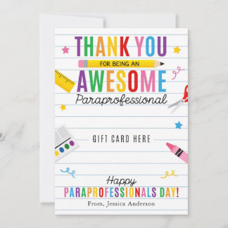 Invitation Paraprofessional Appreciation Day Gift Card Holder
