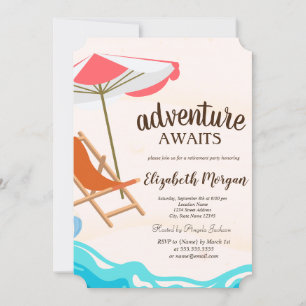 Invitation Parasol de plage de chaise adorable Fête de retrai