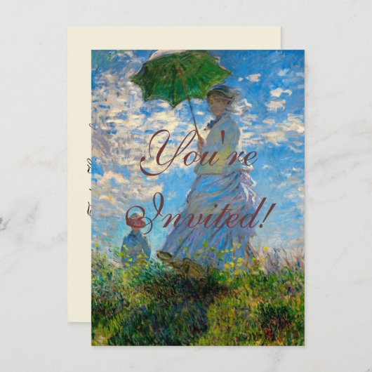 Invitation Parasol Monet Femme Impressionnisme (Devant / Derrière)