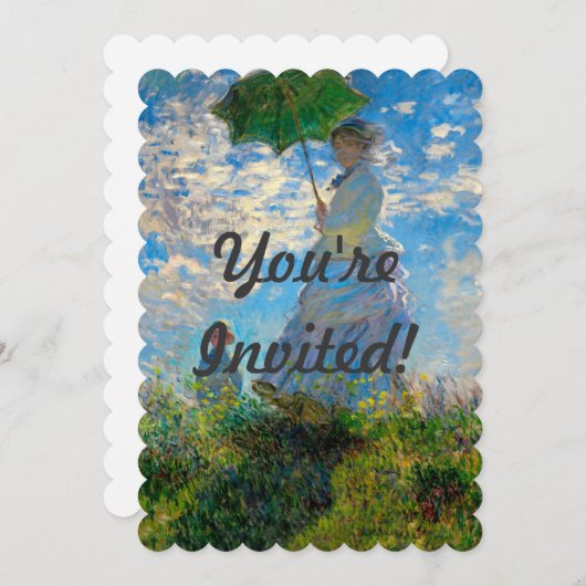 Invitation Parasol Monet Femme Impressionnisme (Devant / Derrière)