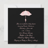 Invitation Parasol rose noir parapluie bébé fille douche (Dos)