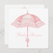 Invitation Parasol rose Parapluie bébé fille Douche (Devant / Derrière)