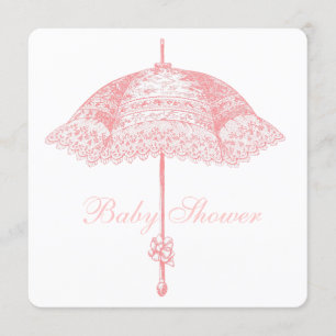 Invitation Parasol rose Parapluie bébé fille Douche