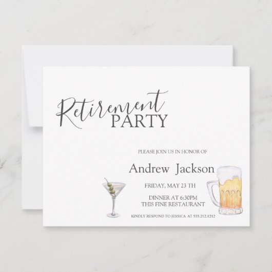 Invitation Paraty de retraite de la bière et du Martini (Devant)