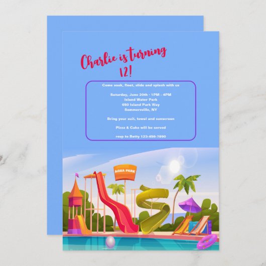 Invitation Parc Aqua (Devant / Derrière)
