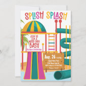 Invitation Parc aquatique Anniversaire Fête Splish Splash lum (Devant)