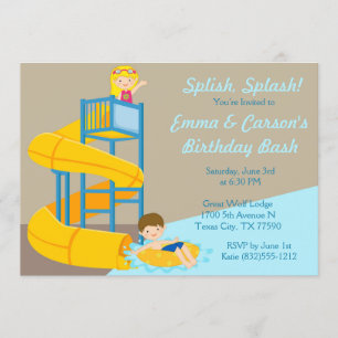 Invitation Parc aquatique Birthday Kids Water Slide Pool Part