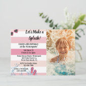 Invitation Parc aquatique Piscine d'été Fille Anniversaire (Debout devant)