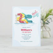 Invitation Parc aquatique Piscine fête d'anniversaire Photo (Debout devant)