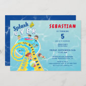 Invitation Parc aquatique Splash Waterslide Summer Birday Par (Devant / Derrière)