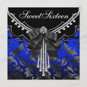Invitation Parc d'anniversaire du Sweet sixteen Royal Blue Bl