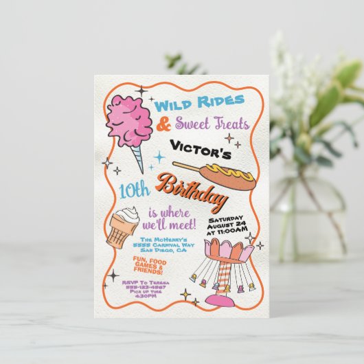 Invitation Parc d'attractions Fair Carnival Cirque Anniversai (Debout devant)