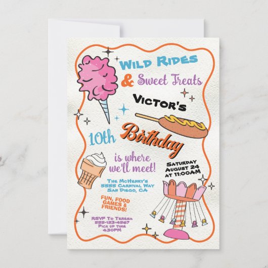 Invitation Parc d'attractions Fair Carnival Cirque Anniversai (Devant)