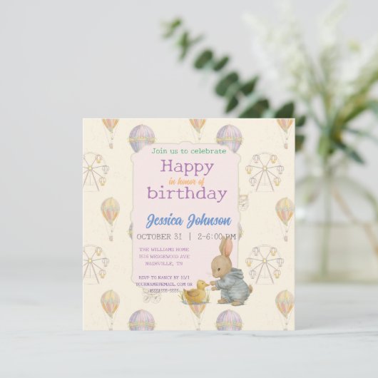 Invitation "Parc d'attractions Rétro Contes de Fée (Debout devant)