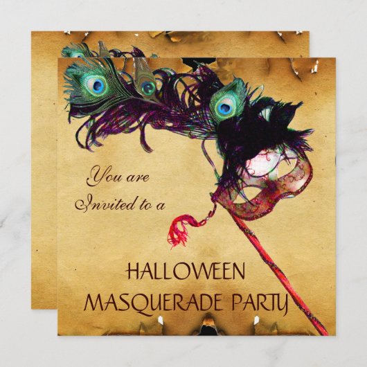 INVITATION PARC DU PARTI HALLOWEEN MASQUERADE (Devant / Derrière)