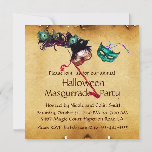 INVITATION PARC DU PARTI HALLOWEEN MASQUERADE (Dos)
