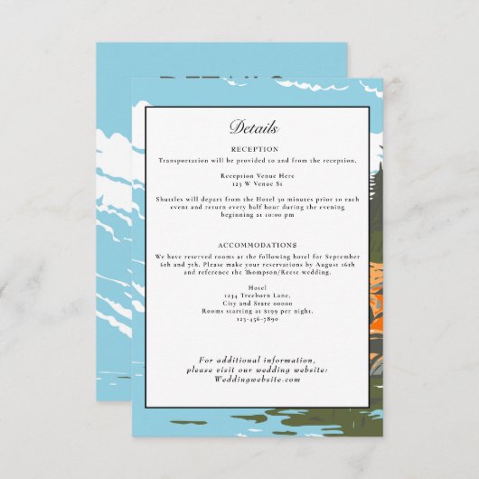 Invitation Parc national Acadia Détails Mariage Retro (Devant / Derrière)