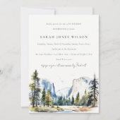 Invitation Parc national Yosemite CA Aquarelle Anniversaire (Devant)