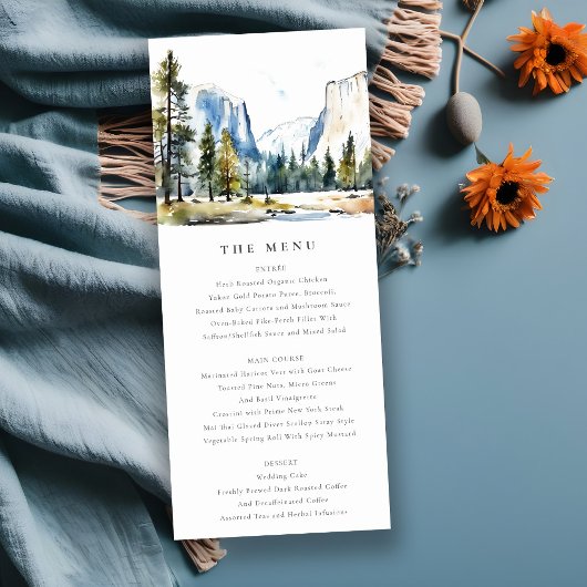 Invitation Parc national Yosemite CA Watercolor Mariage Menu