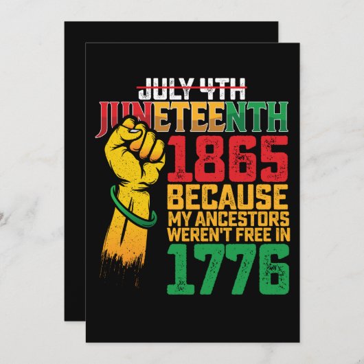 Invitation Parce que Mes ancêtres n'étaient pas libres en 177 (Devant / Derrière)