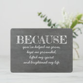 Invitation Parce que tu as égayé ma vie BRIDESMAID CARD (Debout devant)