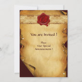 Invitation PARCHEMENT Brown, MONOGRAMME DE SCEAU DE CIRE ROUG (Dos)