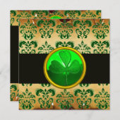 INVITATION PARCHEMENT BROWN VERT DE DOMMAQUES AVEC SHAMROCK, (Devant / Derrière)