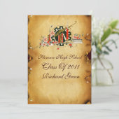 INVITATION PARCHEMENT DE DIPLÔME MONOGRAMME DE SCEAU DE CIRE  (Debout devant)