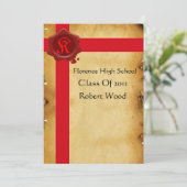 Invitation PARCHEMENT DE LA FÊTE, Monogramme de phoque de cir (Debout devant)